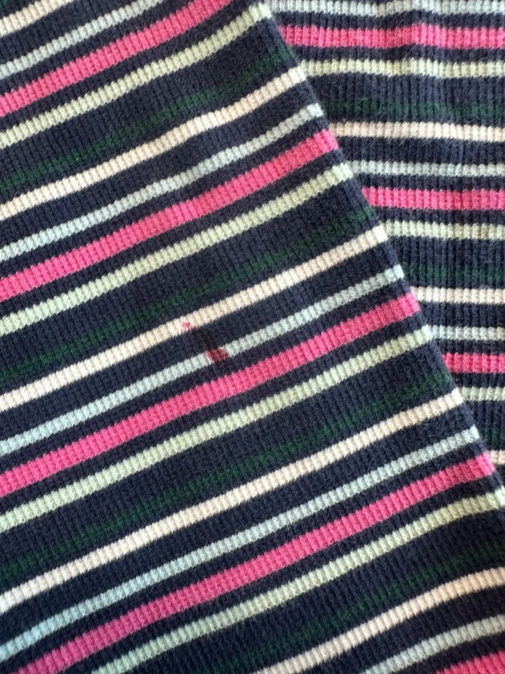 Vineyard Vines Navy Striped Crew with Pink, Green & White Accents